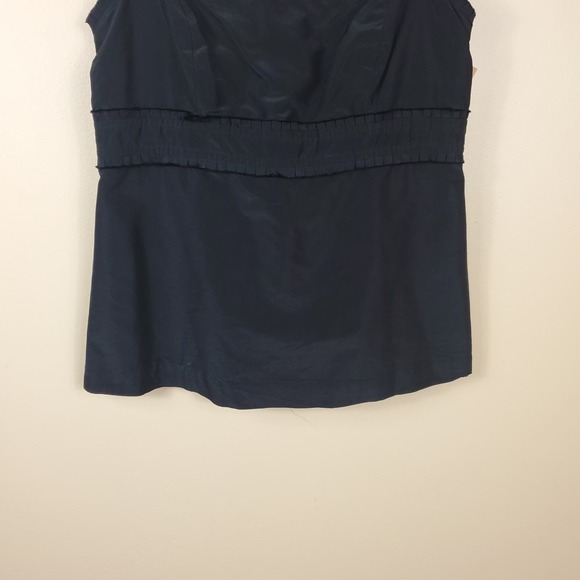 Vintage Lilly Pulitzer Black Ruffled Babydoll Sleeveless Silk Blouse Size 2 - Picture 4 of 10